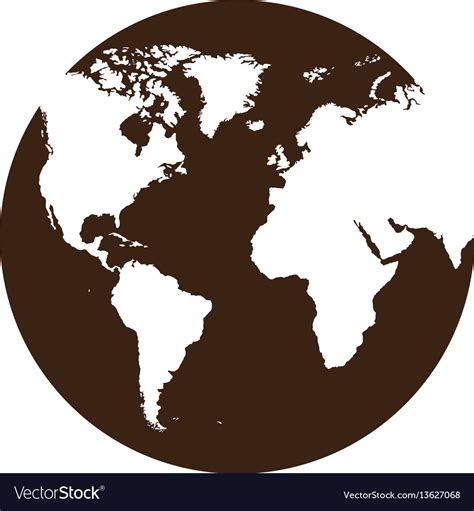 Silhouette map of the world icon design Royalty Free Vector