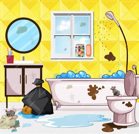 Premium Vector | Very dirty bathroom scene