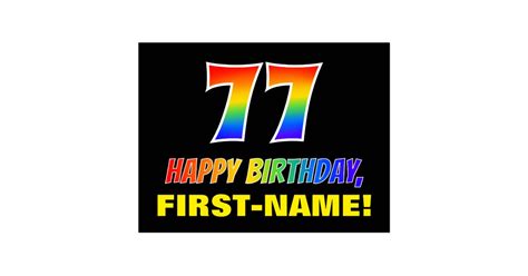 77th Birthday: Bold, Fun, Simple, Rainbow 77 Postcard | Zazzle.com