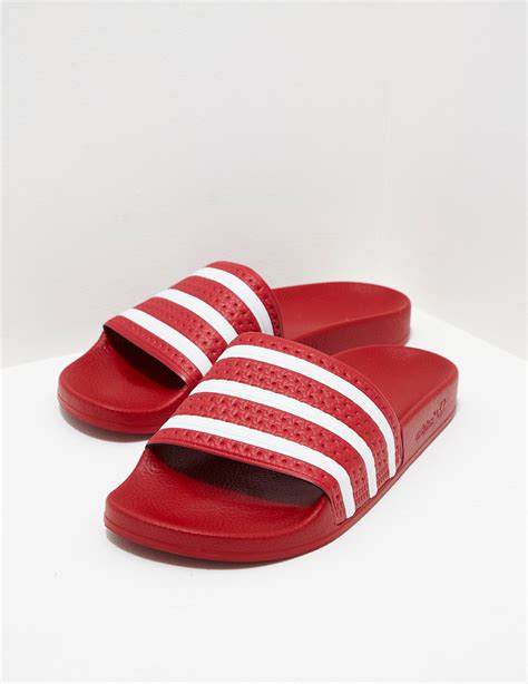 adidas Originals Synthetic Mens Adilette Slides Red for Men - Lyst