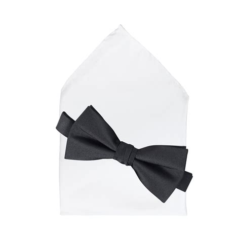 Black Satin Bow Tie and White Pocket Square Set | Shop Today. Get it Tomorrow! | takealot.com