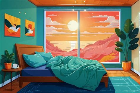Premium AI Image | Flat vector illustration of a cozy bedroom