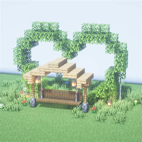 Minecraft - Heart tree,swing bench / ハートの木・ブランコ | Minecraft houses, Minecraft farm, Minecraft ...