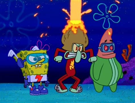 spongebob and friends are in the middle of an animated scene with fire ...