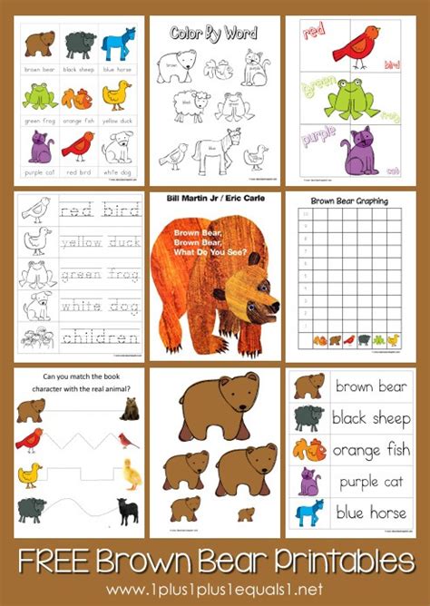 Brown Bear, Brown Bear Printables ~ Updated! - 1+1+1=1