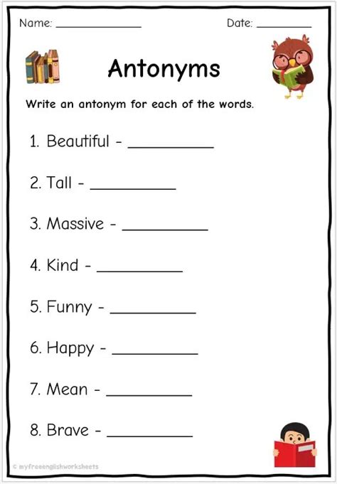 Antonyms Worksheets | Replacing Words with Antonyms Worksheets - Worksheets Library