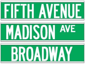 New York City Street Sign Decoration by Decorate and Educate | TpT