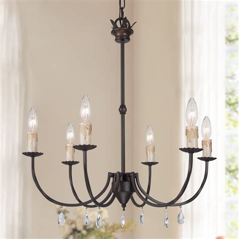 LNC Chandelier Light Fixture Bronze 6-Light Chandelier with Crystal Bead Accents - Walmart.com