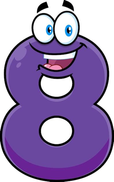 Premium Vector | Funny Purple Number Eight 8 Cartoon Character. Vector ...