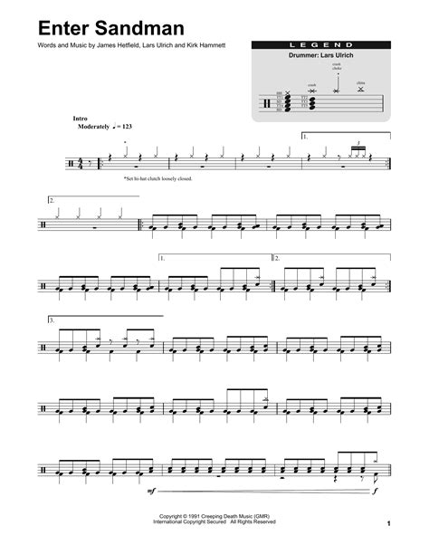 Metallica "Enter Sandman" Sheet Music Notes | Download Printable PDF ...