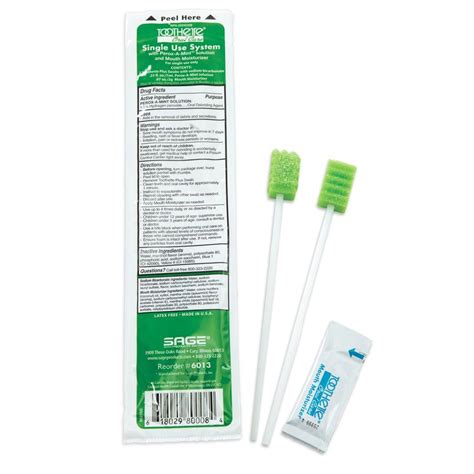 Toothette Oral Swab Single-Use Kit with Swabs, Perox-A-Mint Solution ...