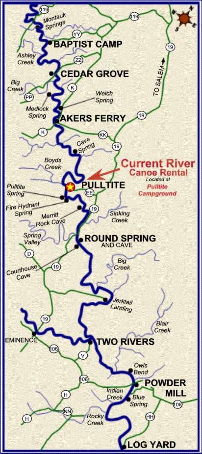 Current River Canoe Rental - River Map