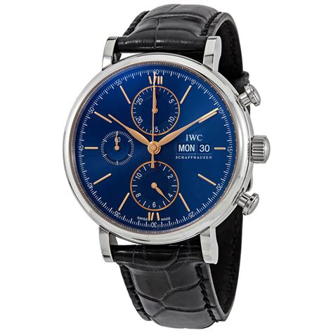 Iwc Schaffhausen Iwc Portofino Chronograph Automatic Blue Dial Men's ...