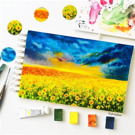 Sunflower field 🌻 : r/Watercolor