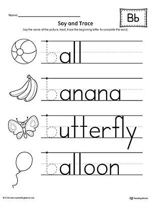 Teach child how to read: B Worksheet Printable