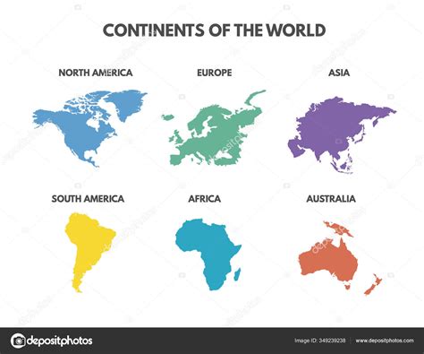 World Map Continents Isolated White Background Continents World Continents Map Stock Vector ...