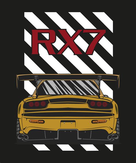 A yellow car with the rx7 logo on the front. 22054009 Vector Art at Vecteezy