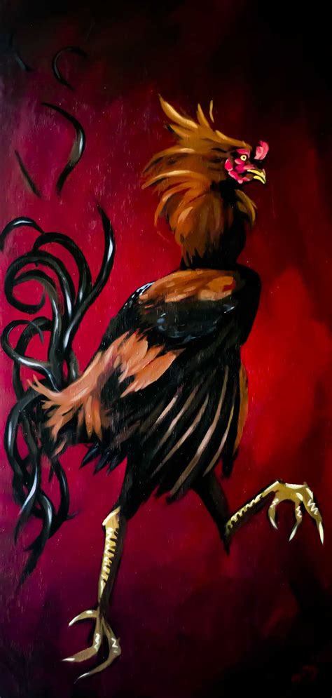 $160 Fighting Gamecock 24x12 in acrylic on wood with hanger and gloss ...