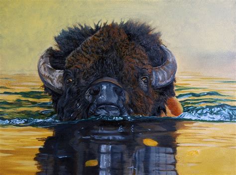 Buffalo Painting Original Oil Painting Study by CorinaStMartinArt