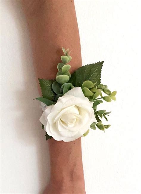 White Rose Corsage White Real Touch Rose Wrist Corsage Real | Etsy Sunflower Bridesmaid Bouquet ...