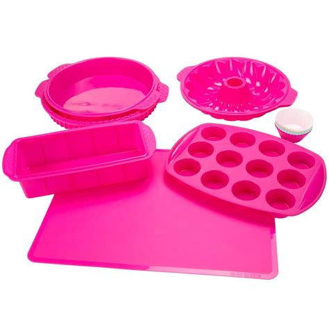 Classic Cuisine 18-Piece Pink Assorted Silicone Bakeware Set W030081 - The Home Depot