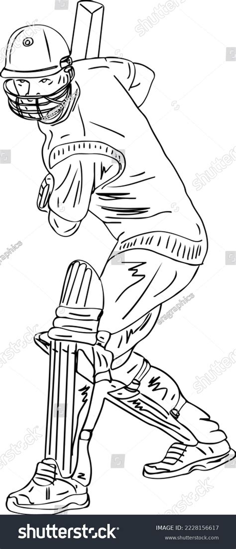 T20 Cricket Batsman Sketch Drawing Vector Stock Vector (Royalty Free ...