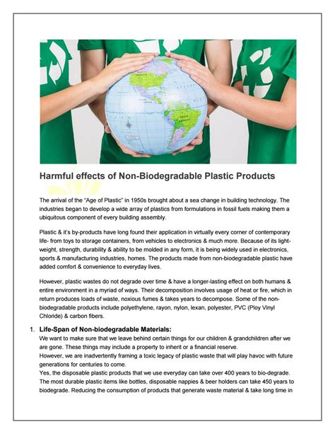 Harmful effects of Non-Biodegradable Plastic Products by ...