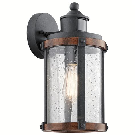 Kichler Barrington 13.25-in H Distressed Black and Wood Tone Medium Base (E-26) Outdoor Wall ...