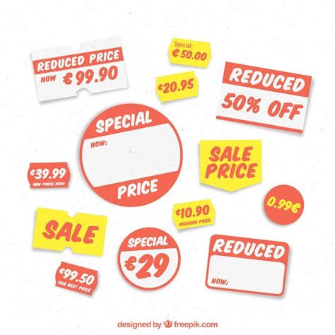 Free Vector | Selection of price labels for a store