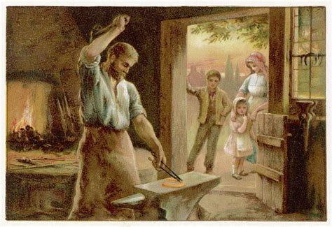 The Village Blacksmith In His Smithy Drawing by Mary Evans Picture Library - Pixels