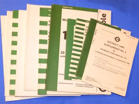 12 X LONDON UNDERGROUND DISTRICT LINE WORKING TIMETABLE BOOKS 1990 ...