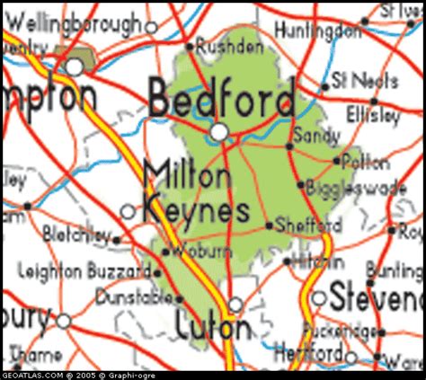 Bedfordshire Regions Map | United Kingdom Map Regional City Province