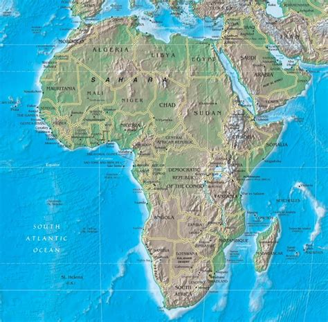 Physical Africa Map - Africa • mappery