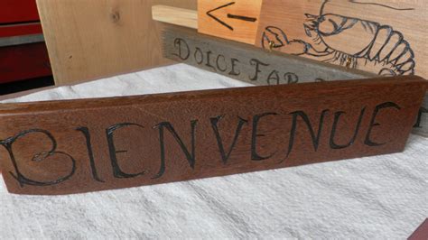 Bienvenue-welcome Sign on Mahogany Outdoor Pyrography Sign for Anywhere... - Etsy