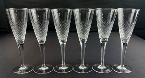 Set of six vintage crystal champagne flutes - Waterford - Catawiki