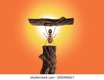 Strong Ant Lifting Tree Trunk Motivation Stock Vector (Royalty Free ...