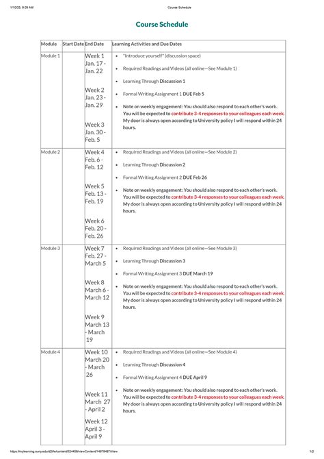 Ethics Course Syllabus - 1/10/23, 9:03 AM Course Schedule - Studocu