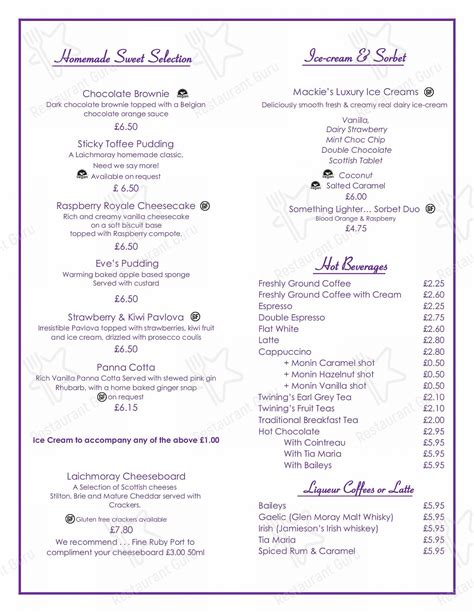 Menu at Laichmoray Hotel pub & bar, Elgin