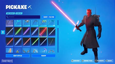 Fortnite every Star Wars Lightsaber weapons as Pickaxe - YouTube