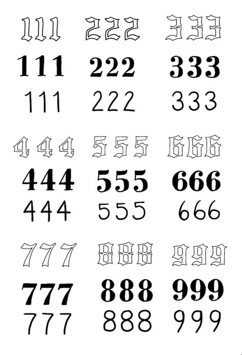 Tattoo 444 In Different Fonts - Printable Calendars AT A GLANCE