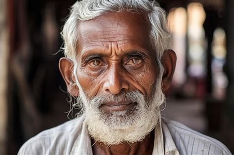 An old Indian man with a white beard and mustache | Premium AI ...