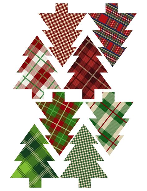 Plaid Christmas Tree Ornaments Printable - Paper Trail Design