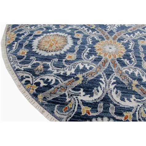 6.1x6.1 Blue Round Transitional Style Rug 500387