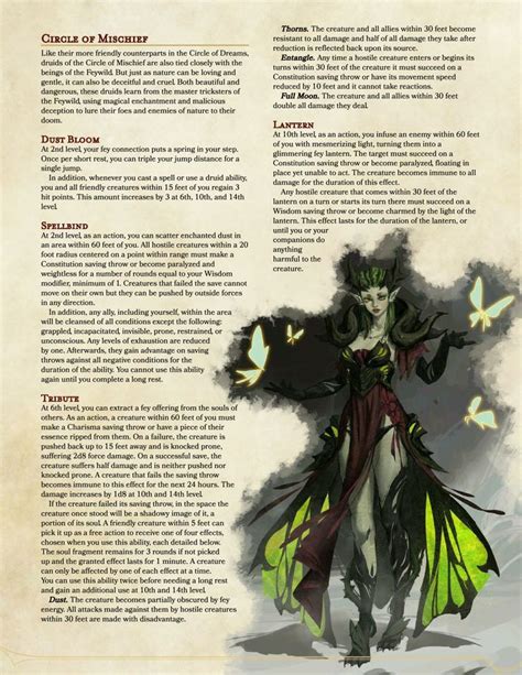 5E HOMEBREW AND RESOURCES | Dungeons and dragons homebrew, Dnd druid, Dungeons and dragons classes