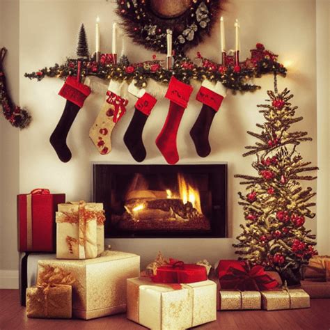 Cozy Christmas Scene with Santa Claus Presents Fireplace · Creative Fabrica