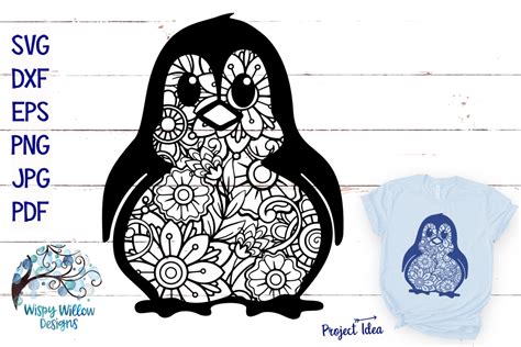 Penguin Zentangle SVG | Animal Mandala SVG Cut File