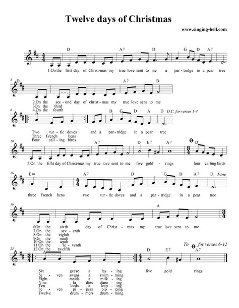 Christmas Carols Sheet Music Free Printable - Free Printable