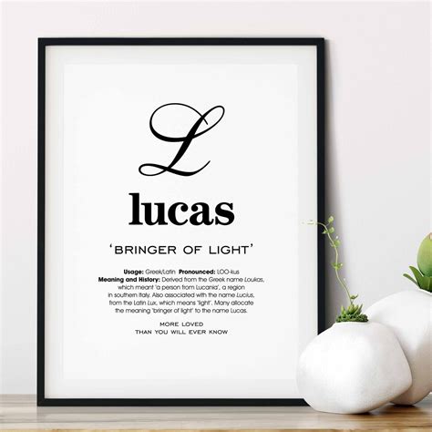 Lucas Name Meaning Printable Name Art Modern Nursery Decor - Etsy