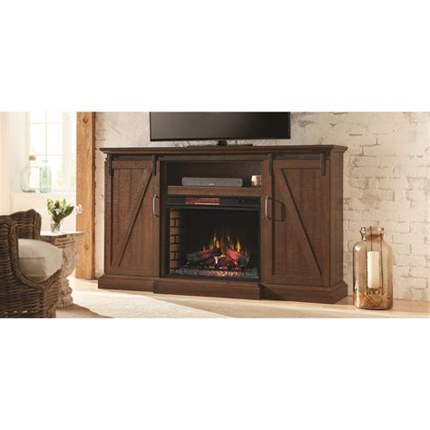 Home Decorators Collection Chestnut Hill 68 in. TV Stand Electric Fireplace with Sliding Barn ...