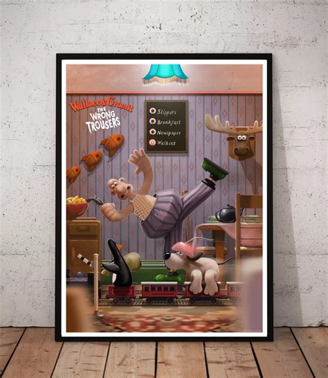 Wallace & Gromit the Wrong Trousers Framed/unframed A5 A4 A3 A2 A1 Poster Best Print Quality ...